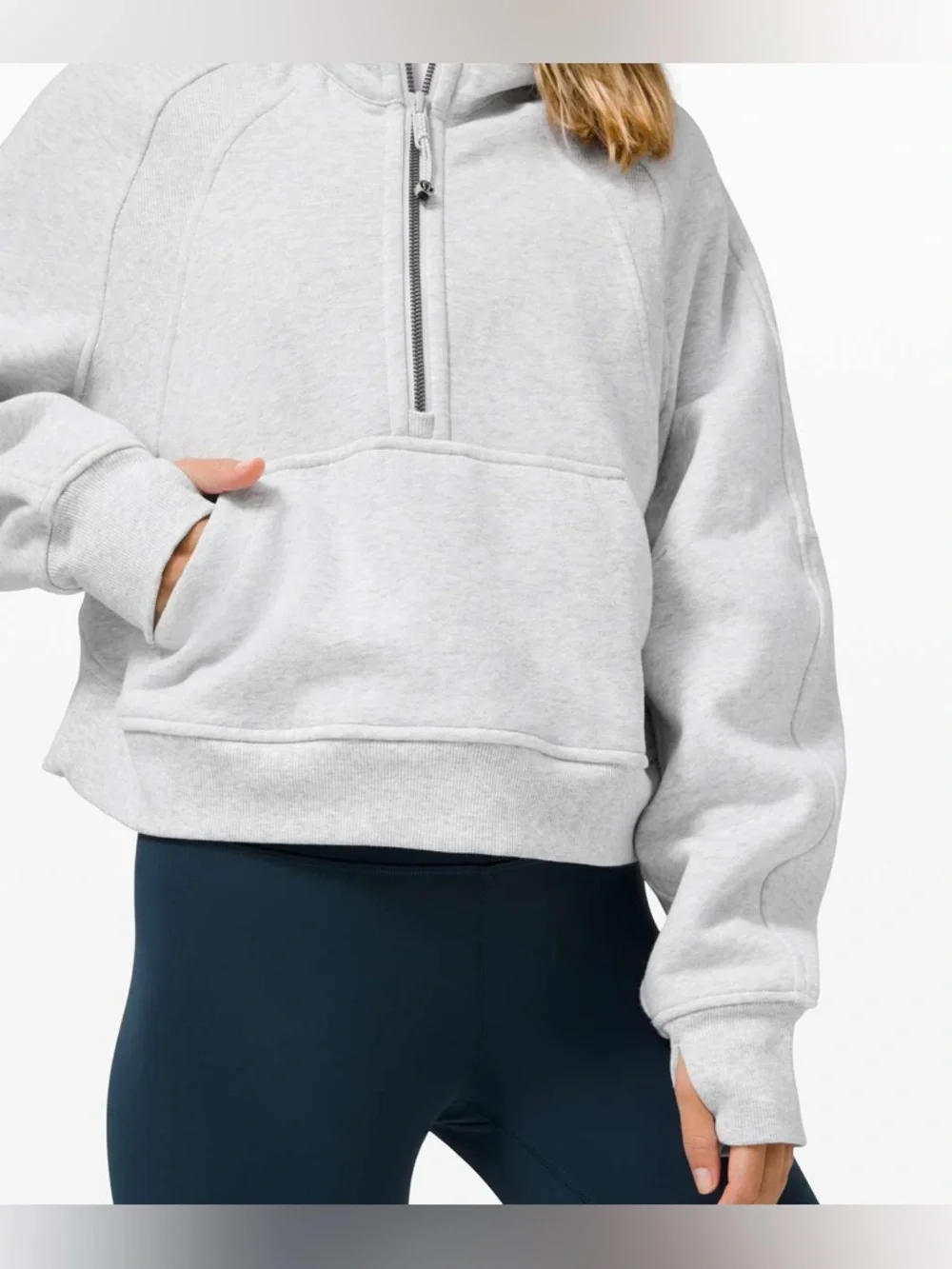 Lululemon Scuba Oversized 1/2 Zip Hoodie - Heathered Core Ultra Light Grey -XS/S